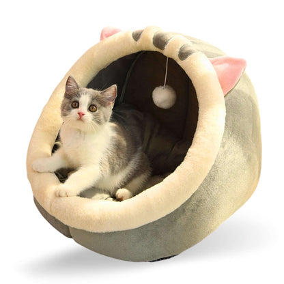 cotton cat bed with toy