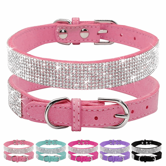 sparkling rhinestone dog collar with zinc alloy buckle for small to medium sized pets