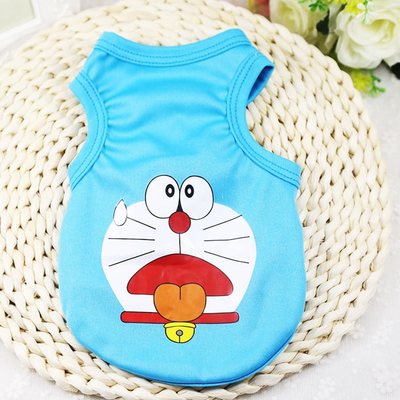 cartoon small dogs vest teddy chihuahua breathable puppy sleveless t shirt for cat dog costume summer pet dog clothes yorkshire