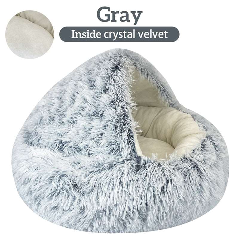 Warm Plush Cat Bed - 2-in-1 Cat House & Sleeping Bag