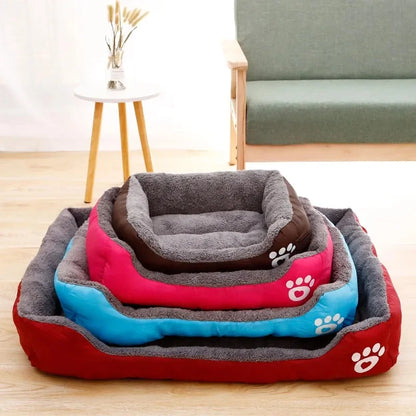 Large Dog Bed: Warm Candy-Colored Square Nest for Pets