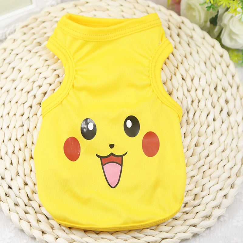 cartoon small dogs vest teddy chihuahua breathable puppy sleveless t shirt for cat dog costume summer pet dog clothes yorkshire