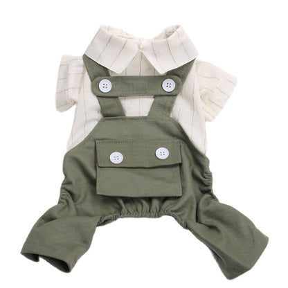 striped pocket design dog cat jumpsuit rompers for spring summer