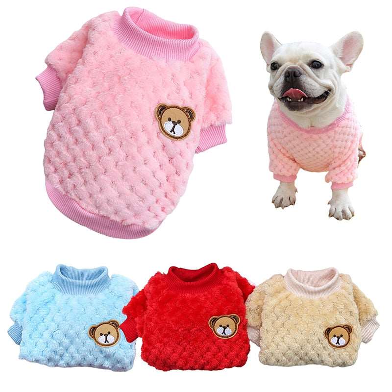 winter warm dog vest bear embroidery pet coat for small dogs