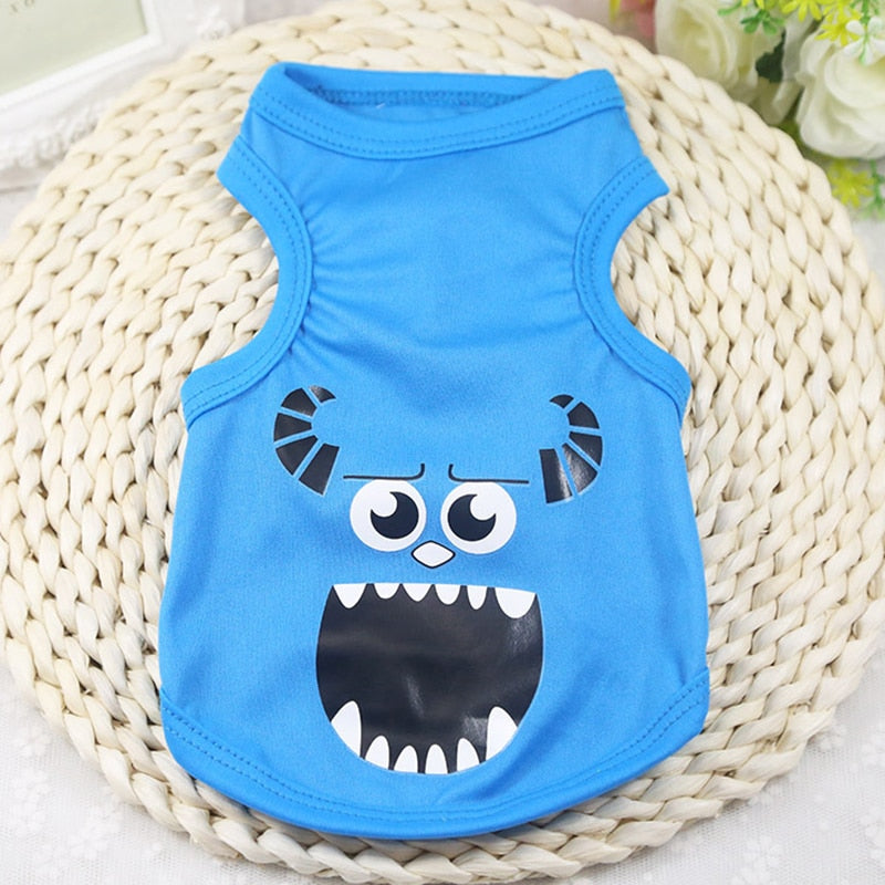 cartoon small dogs vest teddy chihuahua breathable puppy sleveless t shirt for cat dog costume summer pet dog clothes yorkshire