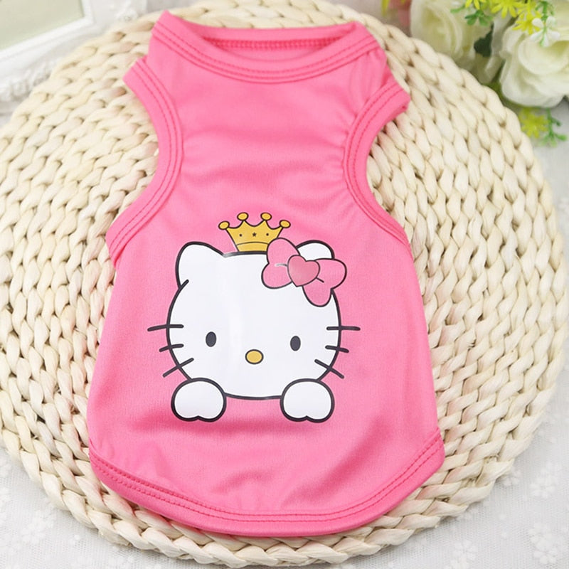 cartoon small dogs vest teddy chihuahua breathable puppy sleveless t shirt for cat dog costume summer pet dog clothes yorkshire