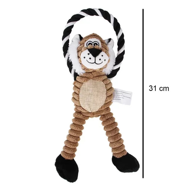 Plush Dog Toy: Monkey, Lion, Elephant Fun