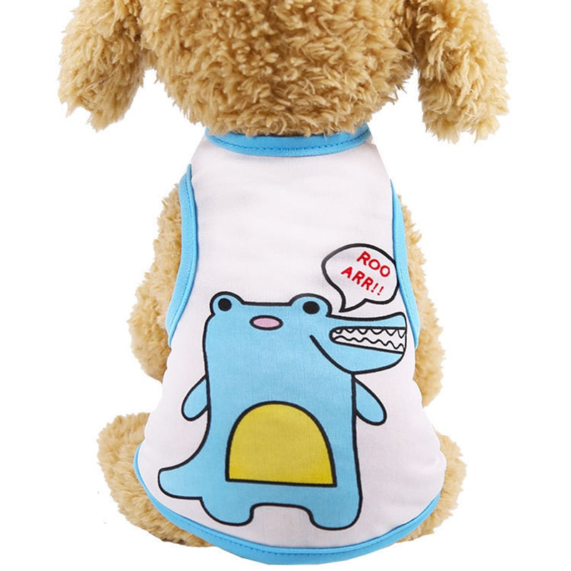 cartoon small dogs vest teddy chihuahua breathable puppy sleveless t shirt for cat dog costume summer pet dog clothes yorkshire