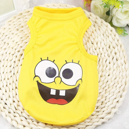 cartoon small dogs vest teddy chihuahua breathable puppy sleveless t shirt for cat dog costume summer pet dog clothes yorkshire