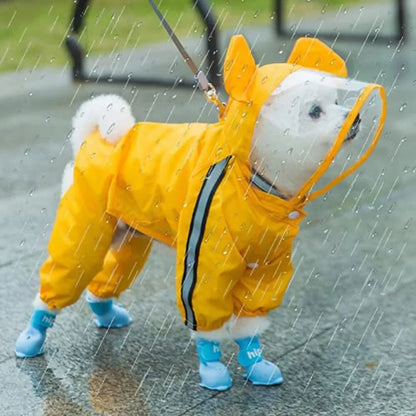 Bear Shape Dog Raincoat with Reflective Design