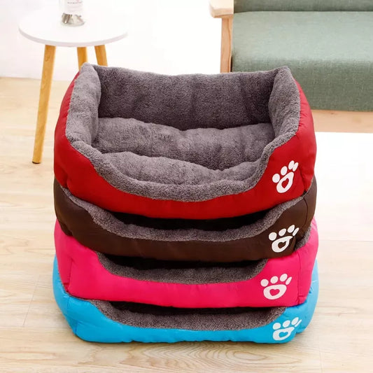 Large Dog Bed: Warm Candy-Colored Square Nest for Pets