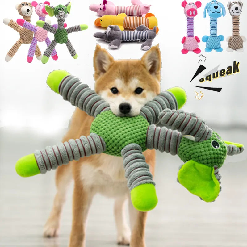 indestructible large dog sound squeaky toys animals shape pet soft plush chew molar training toy puppy bite teeth dental toys