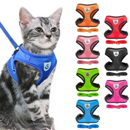 Adjustable Mesh Cat Harness Vest with Leash