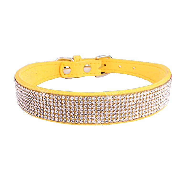 sparkling rhinestone dog collar with zinc alloy buckle for small to medium sized pets