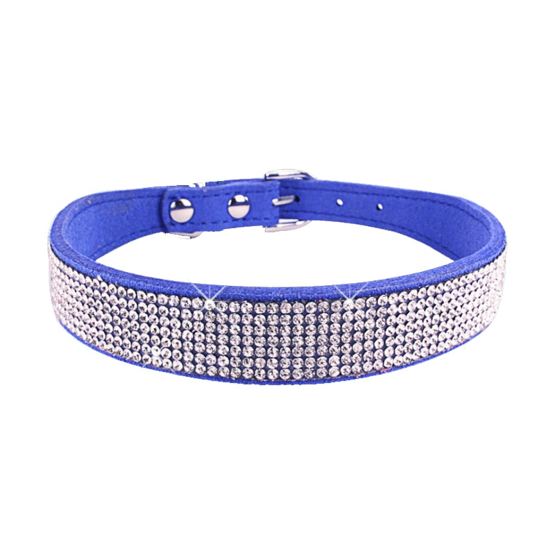 sparkling rhinestone dog collar with zinc alloy buckle for small to medium sized pets