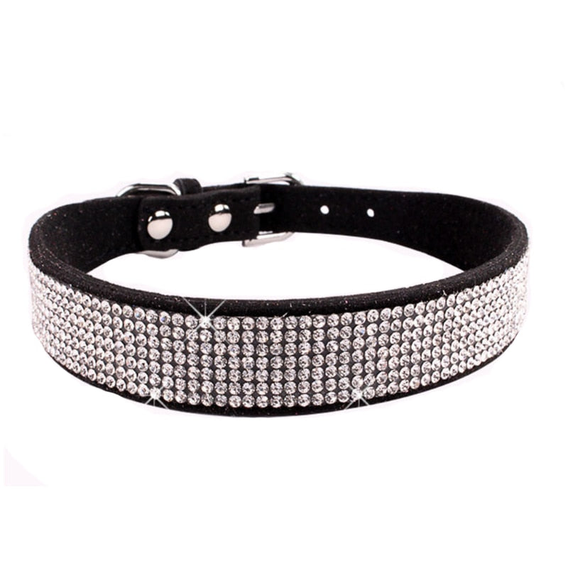 sparkling rhinestone dog collar with zinc alloy buckle for small to medium sized pets