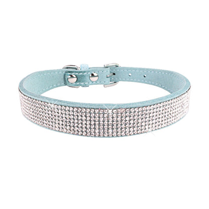 sparkling rhinestone dog collar with zinc alloy buckle for small to medium sized pets