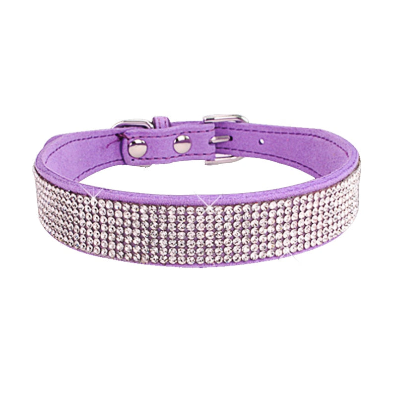 sparkling rhinestone dog collar with zinc alloy buckle for small to medium sized pets