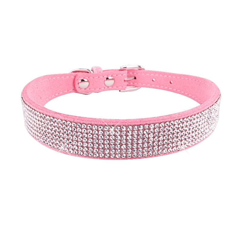 sparkling rhinestone dog collar with zinc alloy buckle for small to medium sized pets