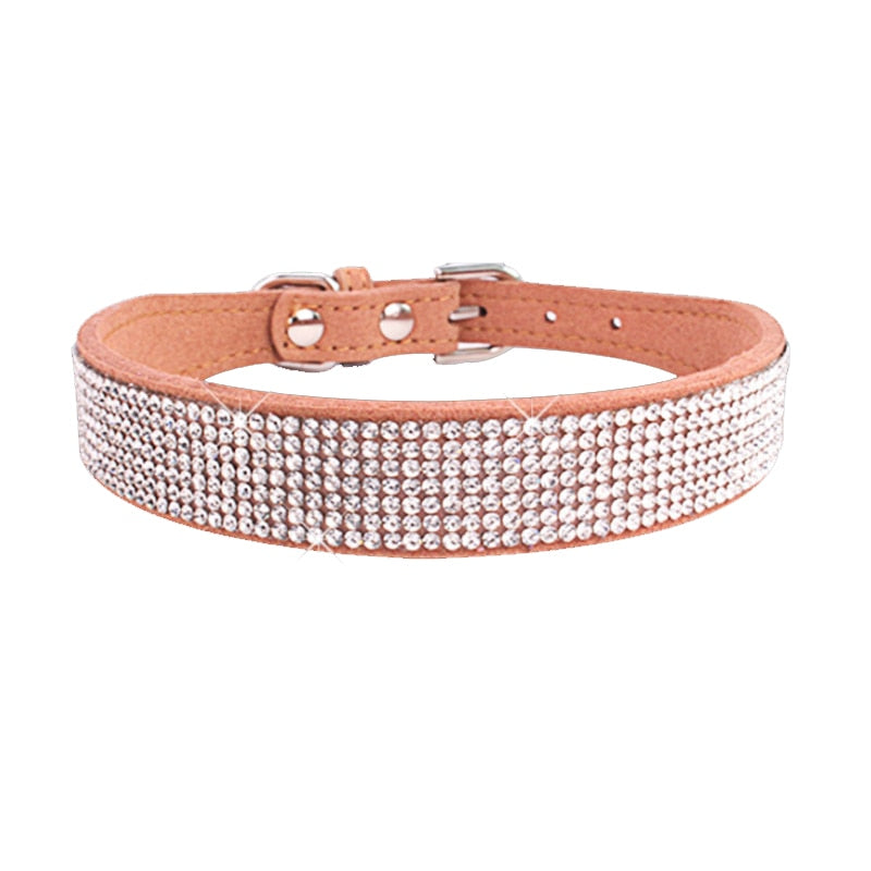 sparkling rhinestone dog collar with zinc alloy buckle for small to medium sized pets