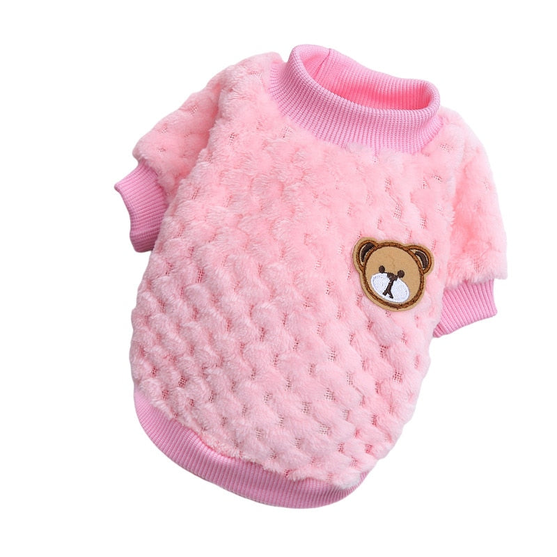 winter warm dog vest bear embroidery pet coat for small dogs