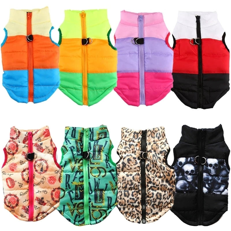 winter dog vest waterproof and warm with zipper design