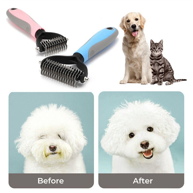 dual sided pet grooming brush