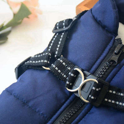 Large Pet Dog Clothes - French Bulldog Winter Coat with Harness - Pet Plaza Boutique