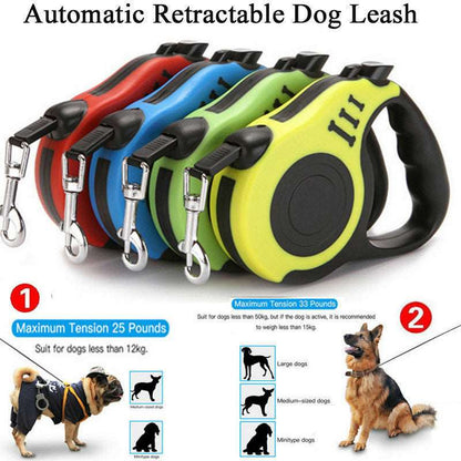 retractable dog leash with brake and lock system